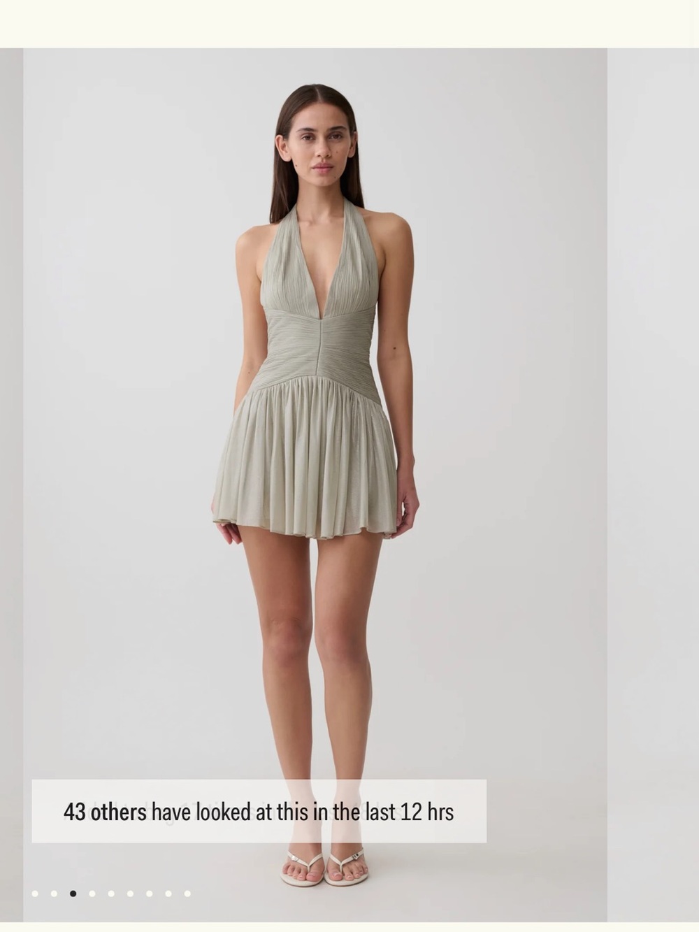 Plunging Halter Mini Dress in Platinum